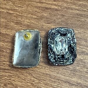 Crystal Center Black & Silver Statement Stud Earrings - [Brand]